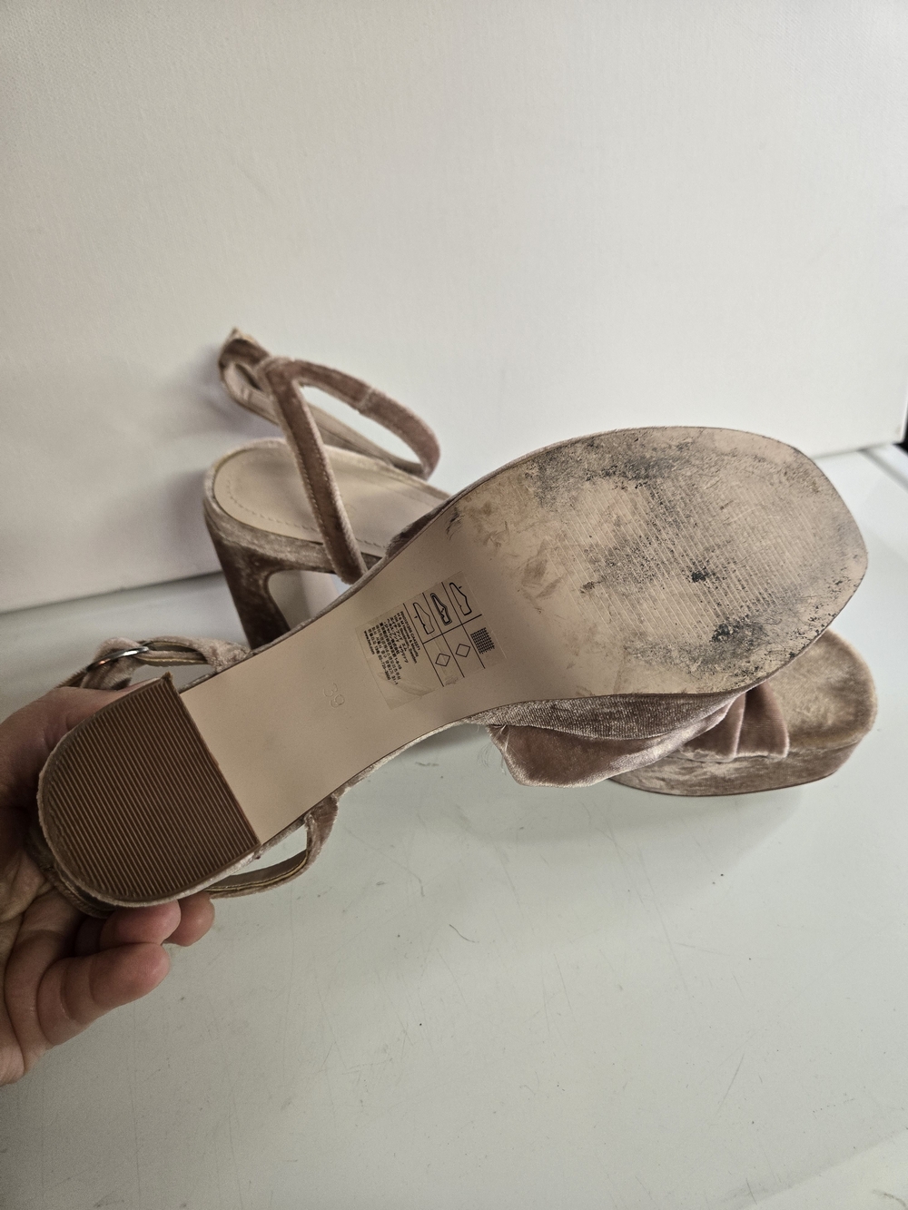 H&M Taupe Velvet Knot Platform Sandals - Picture 6 of 11